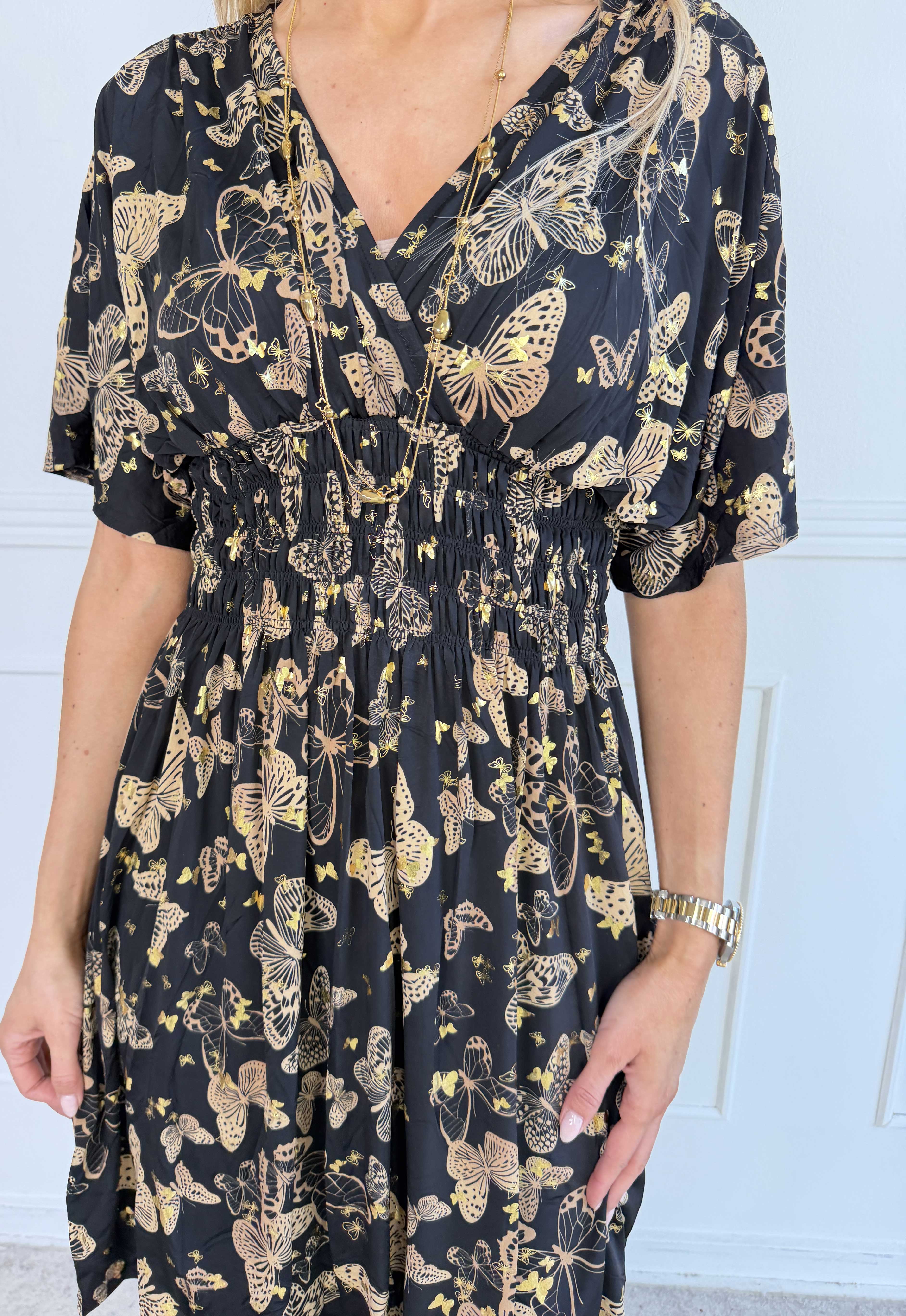 Pams Butterfly Short - Elastisk kjole med sommerfugleprint